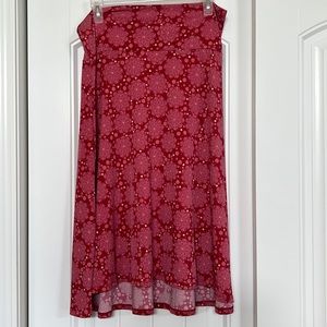Lularoe skirt size L. Red and pink. Flowers. Used good condition